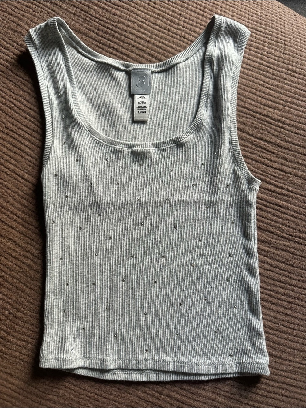 SKIMS Swarovski Women’s Ribbed Tank Top - Light Gray